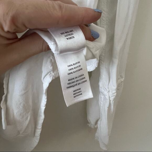 Rails Astrid Tied Flare Sleeve Button Down Blouse in White - Picture 8 of 8